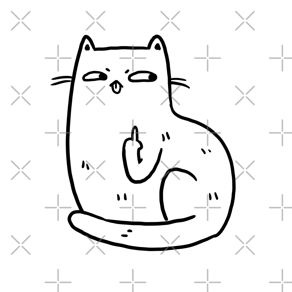 "Cat giving the finger " by michelledraws | Redbubble