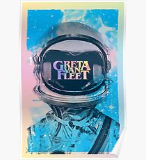 Top Salling Poster Greta astronaut Van Fleet Watercolor stains background Poster