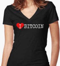 I Heart Bitcoin | Love Bitcoin Women's Fitted V-Neck T-Shirt
