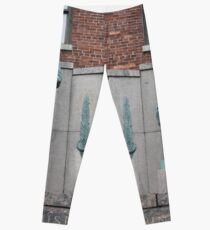 old, architecture, design, brick, vertical, color image, wall - building feature, built structure, city, no people, stone material, building exterior, retro style Leggings