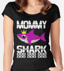 Super Mommy Shark Doo Doo Shirt für Hai-Liebhaber-Beste Mama Geschenkidee Tailliertes Rundhals-Shirt