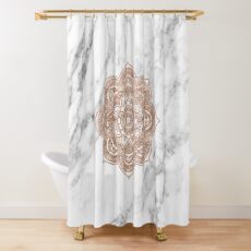 Cortina de ducha Mandala de oro rosa en mármol