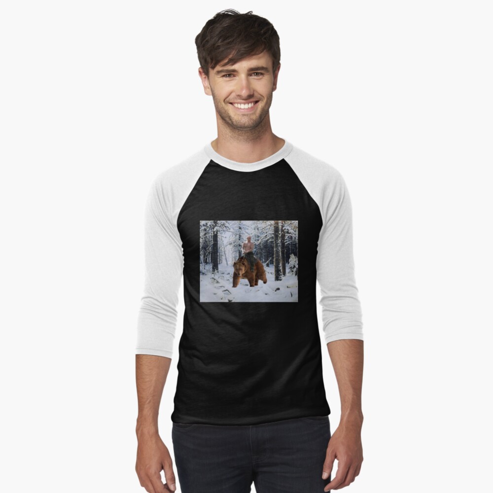 Putin en un oso Camiseta ¾ estilo béisbol