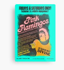 Pink Flamingos Distressed Metal Print