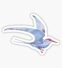 Colorful Bird - Watercolor Tern in Blue, Violet, and Orange Sticker
