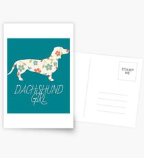 Dachshund Girl Dackel Teckel Postkarten