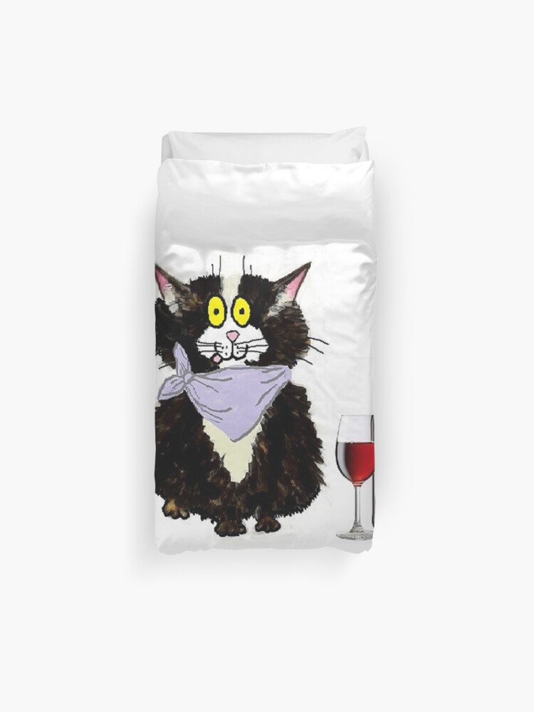 Yellow Eyed Black And White Cat Duvet Cover By Penjarvis Redbubble