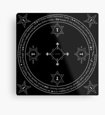 Classic Magic Goetia Circle. White on Black version. Metal Print