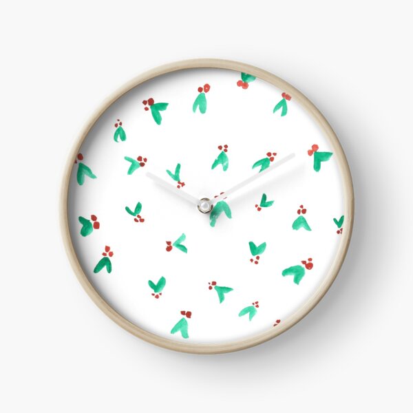 Mini Holly Watercolor Pattern Clock
