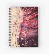 Piano Keyboard with Music Notes Grunge Spiral Notebook
