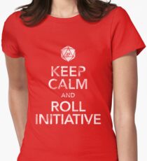 Keep Calm and Roll Initiative (White Text) Women's Fitted T-Shirt
