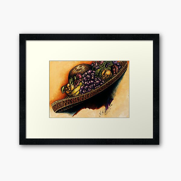 Hat with Fruit Framed Art Print