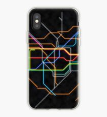 London Underground Tubes Map in Neon Colors iPhone Case