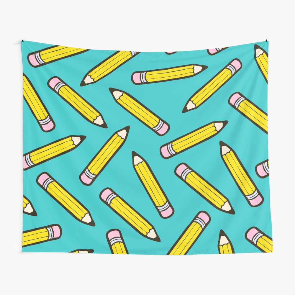 Pencil Power Blue Pattern Wall Tapestry
