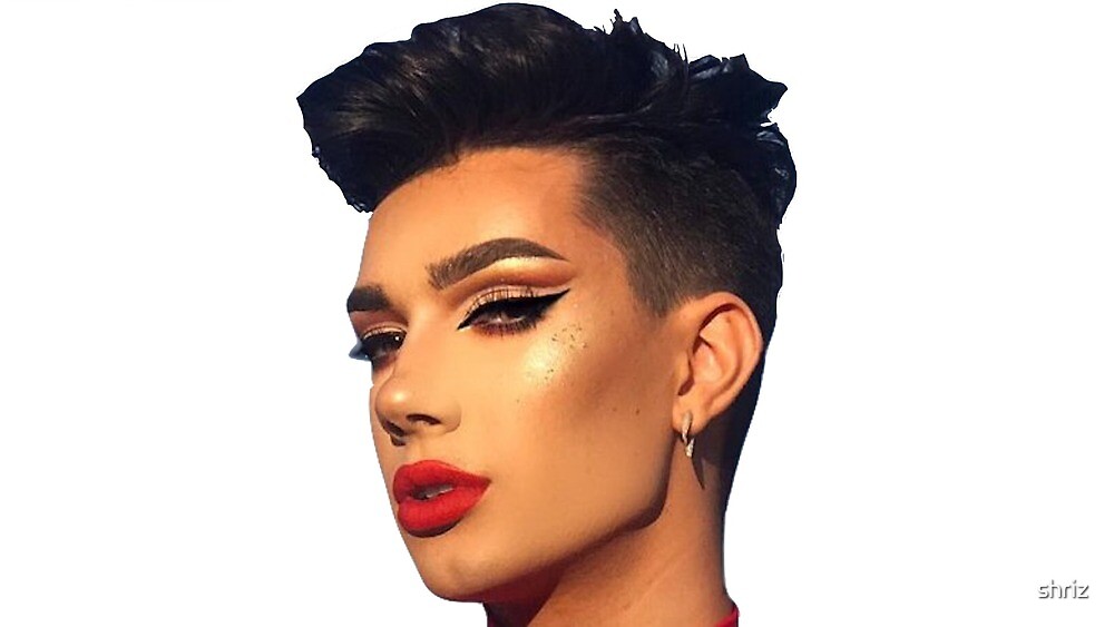 "James Charles Headshot Red Lipstick" by shriz Redbubble