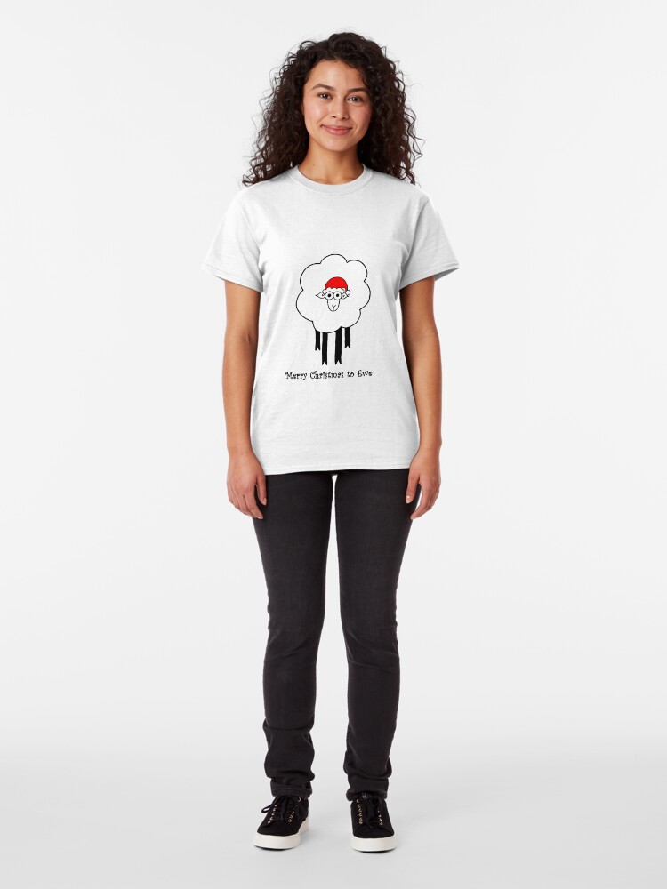Alternate view of Merry Christmas to Ewe - Sheep with Santa Hat Classic T-Shirt