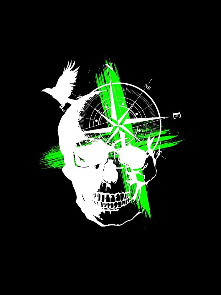 Skull compass tattoo style by Luni-V