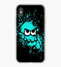 Squat noir Splatoon avec des yeux vierges sur le masque cyan Splatter Coque et skin iPhone