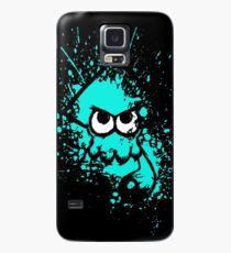 Splatoon schwarzer Tintenfisch mit leeren Augen auf Cyan Splatter Mask Hülle & Skin für Samsung Galaxy