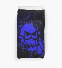 Splatoon Black Squid on Blue Splatter Mask Duvet Cover