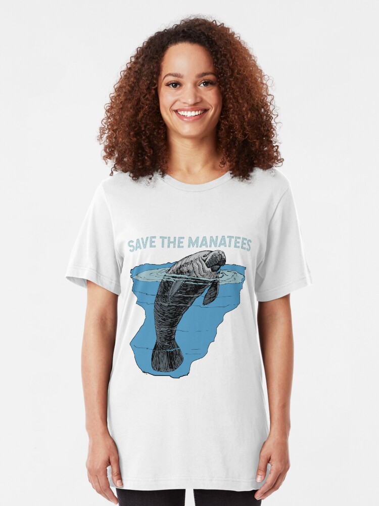 Alternate view of Save the Manatees Slim Fit T-Shirt