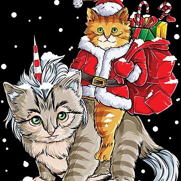 Cat Christmas Shirt Santa Caticorn Unicorn Meowy Xmas Girls Art Board  Print for Sale by LiqueGifts