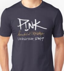 Camiseta ajustada gira hermosa trauma rosa