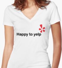 Happy To Yelp Women's Fitted V-Neck T-Shirt