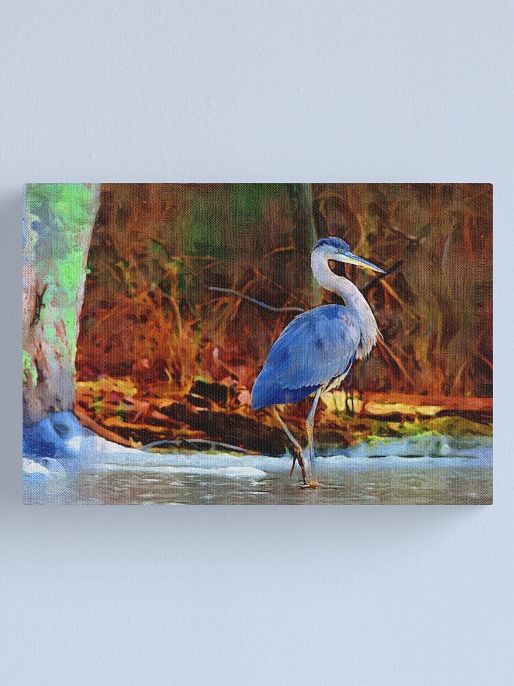 Alternate view of Heron on Ice Texture Painting Canvas Print