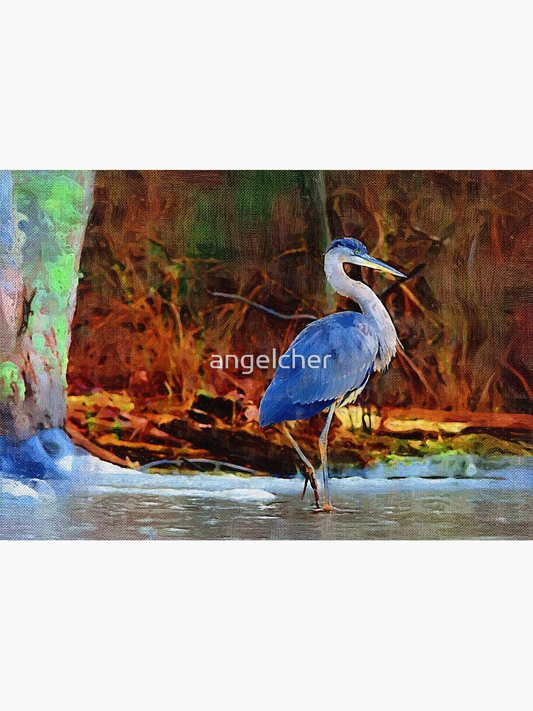 Heron on Ice Texture Painting by angelcher