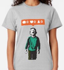 Banksy graffiti NO LIKES Kid crying and social media parody on white background HD HIGH QUALITY ONLINE STORE Classic T-Shirt