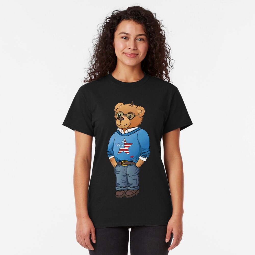 Preppy polo bear hand drawn illustration by Natasha Pankina Classic T-Shirt