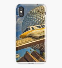 Monorail Passing in front of Spaceship Earth at Epcot iPhone Case