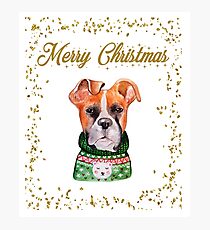 Merry Christmas Boxer Dog Photographic Print