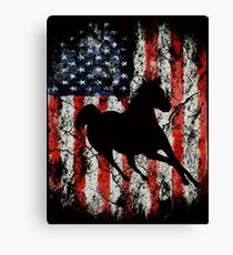 Horse American USA Flag Canvas Print