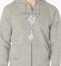 Flask, hearts tornado, love message. Feeling, mood Zipped Hoodie