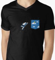 Camiseta para hombre de cuello en v Bolsillo espacial