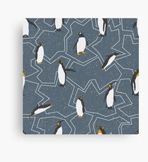 Penguin and Snow Pattern Canvas Print
