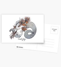 MorbidiTea - Earl Grey with Ram Skull Postcards