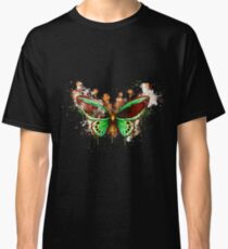 Butterfly green realistic watercolor painted Classic T-Shirt