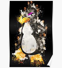 Penguin female girl watercolor painted Poster