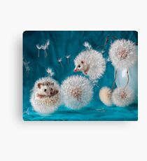 Hedgehogs- dandelions. Photographer Eremina Elena. Canvas Print