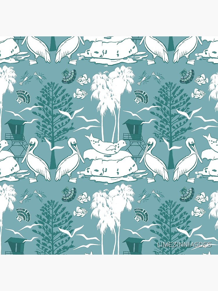 La Jolla Damask Aqua by LIMEZINNIASDES