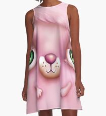 Nettes flaumiges Monster im Rosa A-Linien Kleid