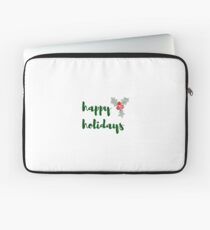 happy holidays + holly - green Laptop Sleeve