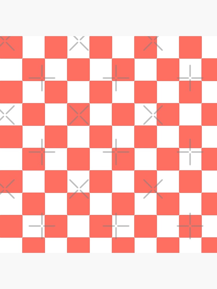 LIVING CORAL CHECK PATTERN WITH WHITE - PANTONE COLOR OF THE YEAR 2019 by ozcushionstoo