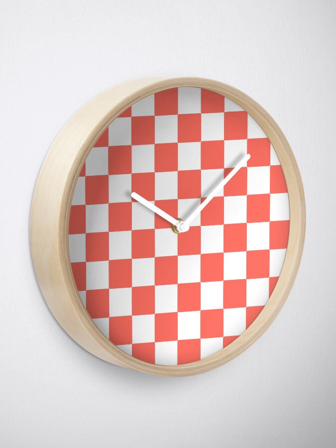 Alternate view of LIVING CORAL CHECK PATTERN WITH WHITE - PANTONE COLOR OF THE YEAR 2019 Clock