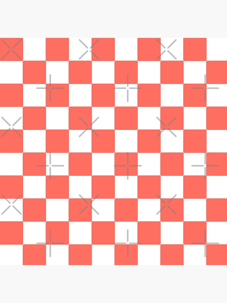 LIVING CORAL CHECK PATTERN WITH WHITE - PANTONE COLOR OF THE YEAR 2019 by ozcushionstoo