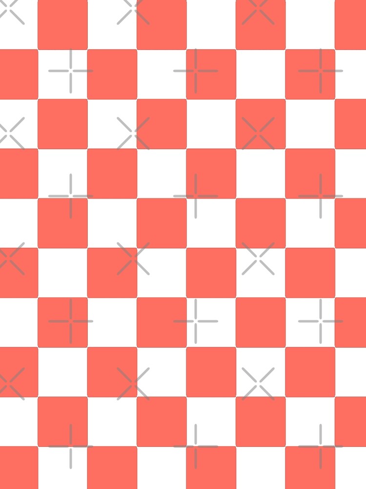 LIVING CORAL CHECK PATTERN WITH WHITE - PANTONE COLOR OF THE YEAR 2019 by ozcushionstoo