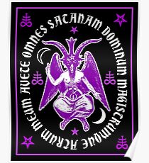 Satanic Baphomet with latin Hail Satan Text Poster